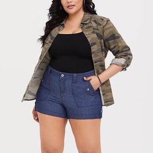 Torrid Military Short Short - Chambray Medium Wash